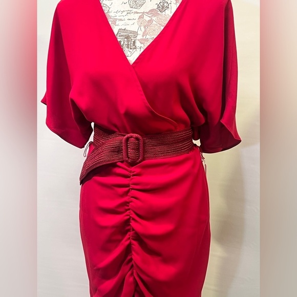 TRINA TURK Cranberry red ruched skirt dress size 8.‎ - Picture 7 of 16